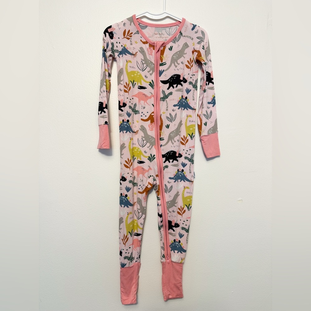 Pink Dinosaur Jurassic Jungle Kids One Piece Pajama